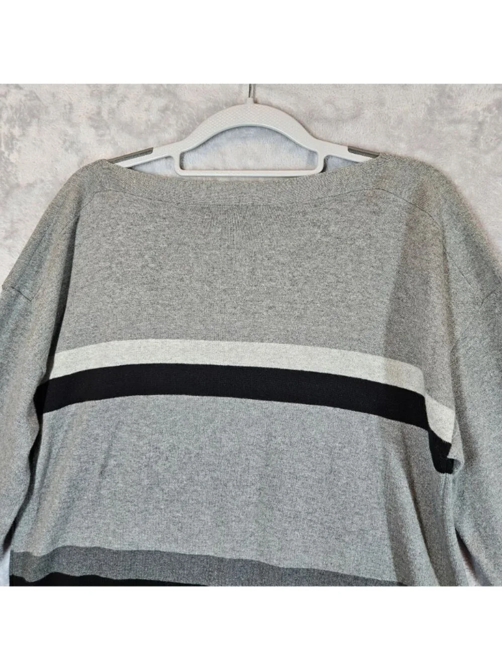 Gap sweater Sweater Mens L Grey Black stretch striped Career Office warm beach